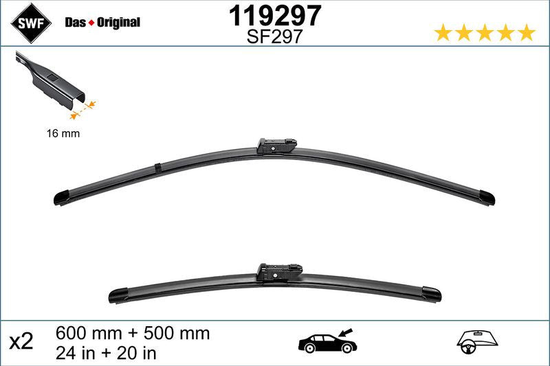 Set lamela stergator SWF Wiper FB OE LHD 600/500 mm - 11-673-661