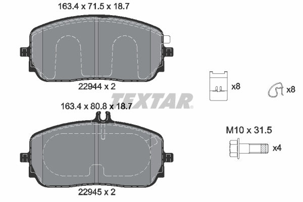 set placute frana,frana disc 2294401 TEXTAR