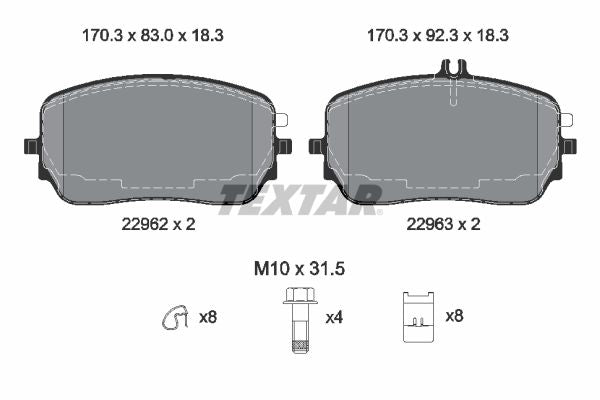 Set placute frana TEXTAR 2296201