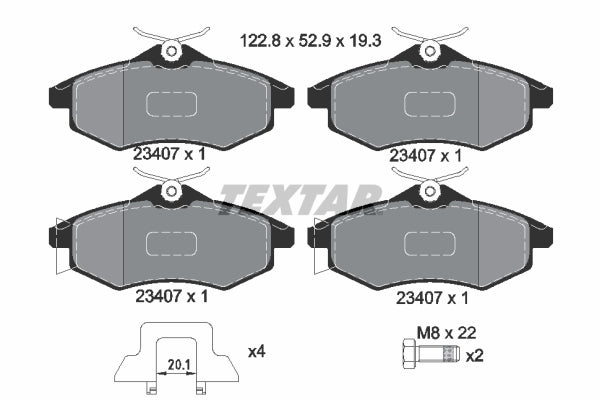 set placute frana,frana disc 2340702 TEXTAR