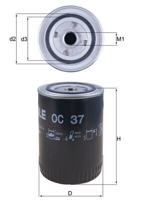 Filtru ulei OC 37 MAHLE