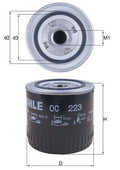 Filtru ulei OC 223 MAHLE