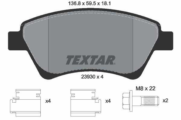 set placute frana,frana disc 2393001 TEXTAR