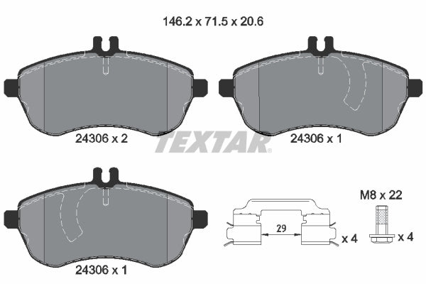 set placute frana,frana disc 2430602 TEXTAR