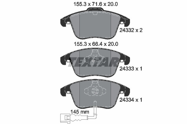 set placute frana,frana disc 2433301 TEXTAR