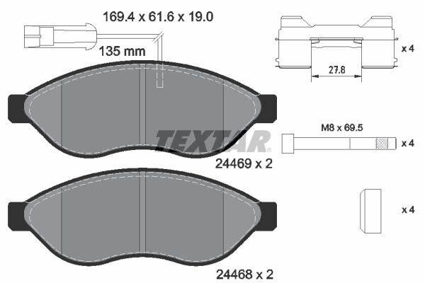set placute frana,frana disc 2446901 TEXTAR
