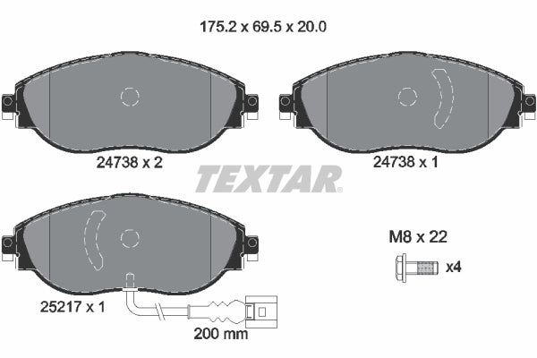 set placute frana,frana disc 2473803 TEXTAR