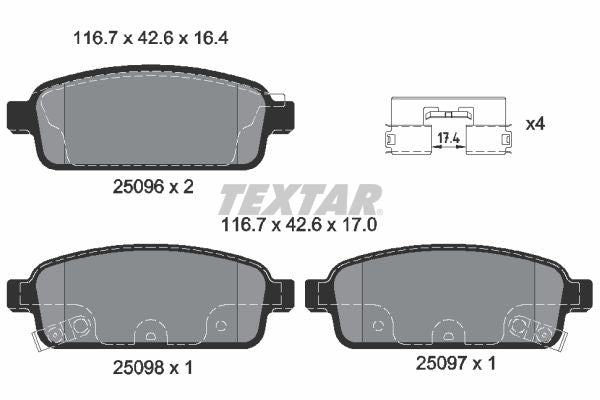 set placute frana,frana disc 2509602 TEXTAR