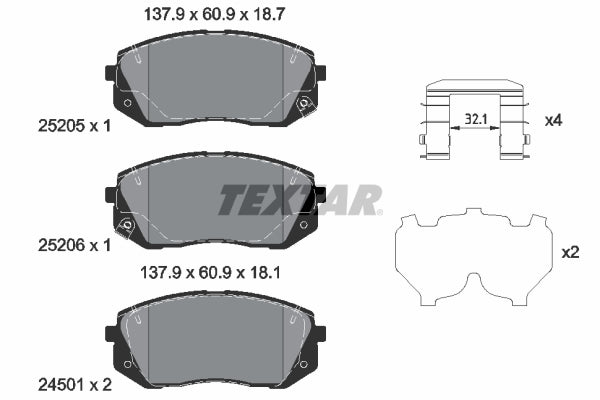 set placute frana,frana disc 2520504 TEXTAR