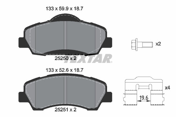 set placute frana,frana disc 2525001 TEXTAR