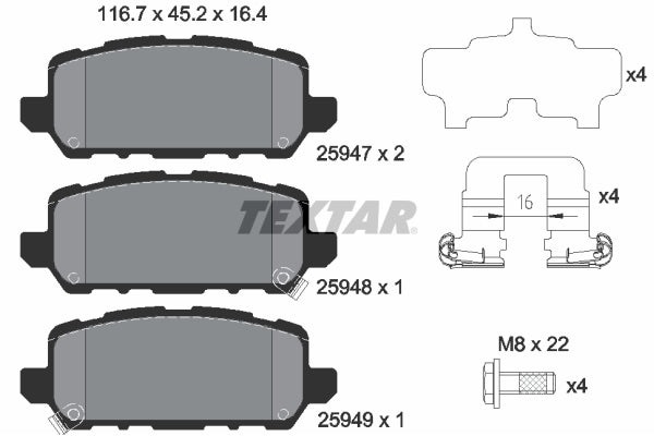 set placute frana,frana disc 2594701 TEXTAR