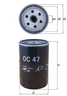 Filtru ulei OC 47 MAHLE
