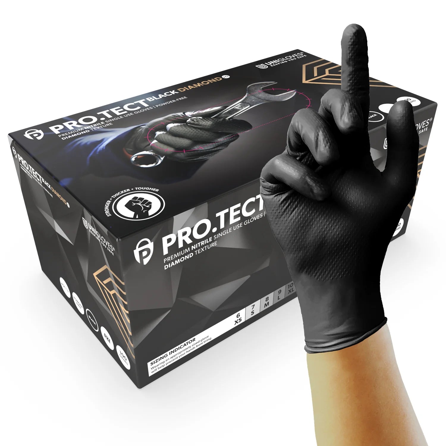 Manusi nitril PROTECT Black Diamond HD XL ● 100 buc MTR - GA0135