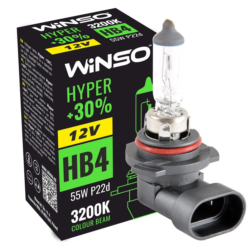 Bec Halogen Winso Hyper +30% HB4 - 12V, 55W P22d ● 3200K - 12-745-916