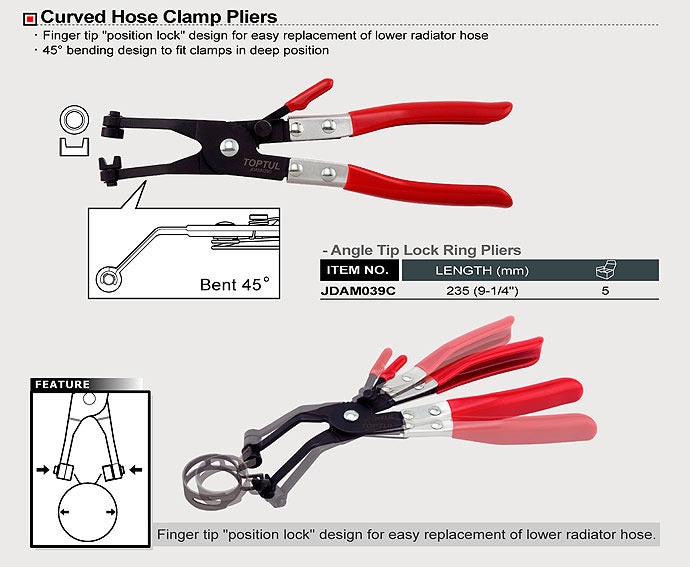 Cleste cu varf indoit pentru coliere furtun Toptul - JDAM039C
