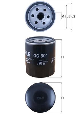 Filtru ulei OC 501 MAHLE