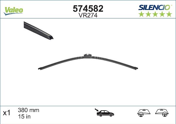Stergator Luneta VALEO Silencio Flat 380 Mm VR274 574582
