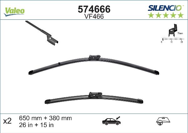 SET Lamele Stergator Parbriz 650/380 Mm 574666