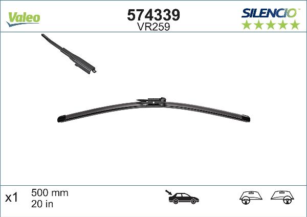 Stergator Luneta VALEO Silencio Flat 500 Mm VR259 574339