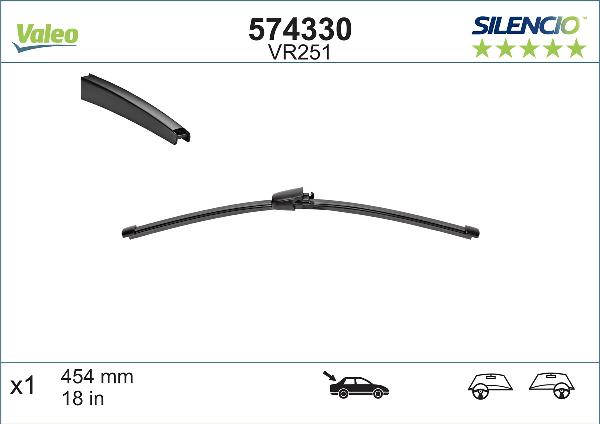 Stergator Luneta VALEO Silencio Flat 455 Mm VR251 574330