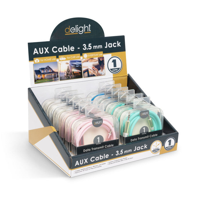 Delight - Cablu AUX - fişă jack 3,5 mm, înveliş silicon - 1 m Carguard - 55437