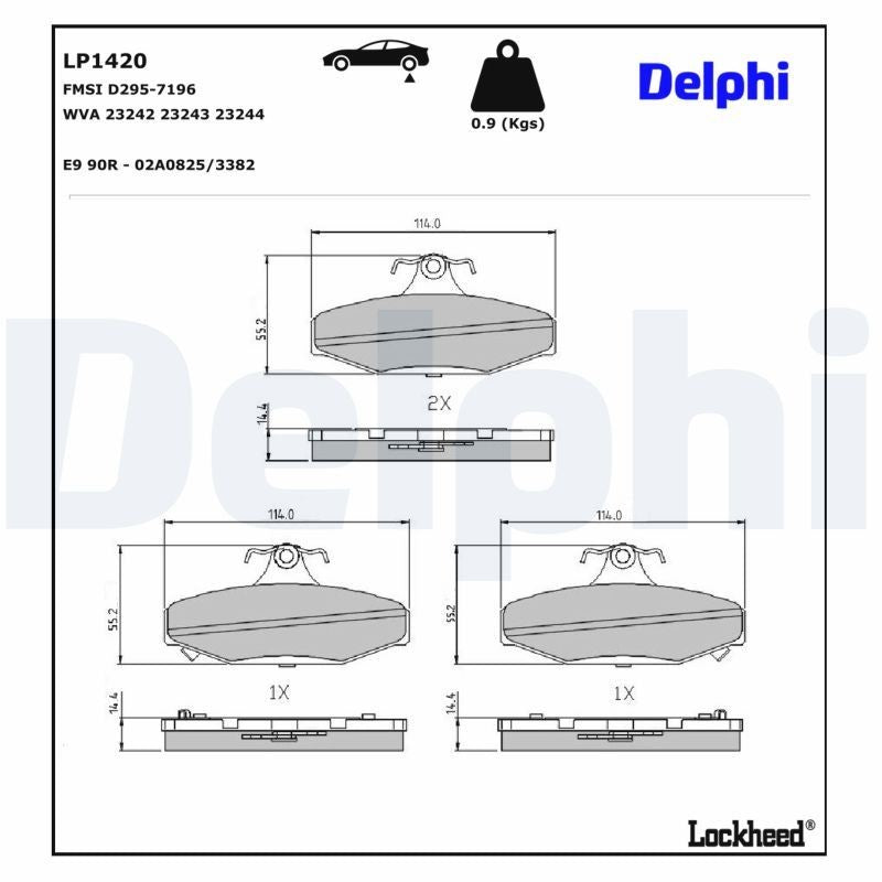 Set placute frana,frana disc LP1420 DELPHI