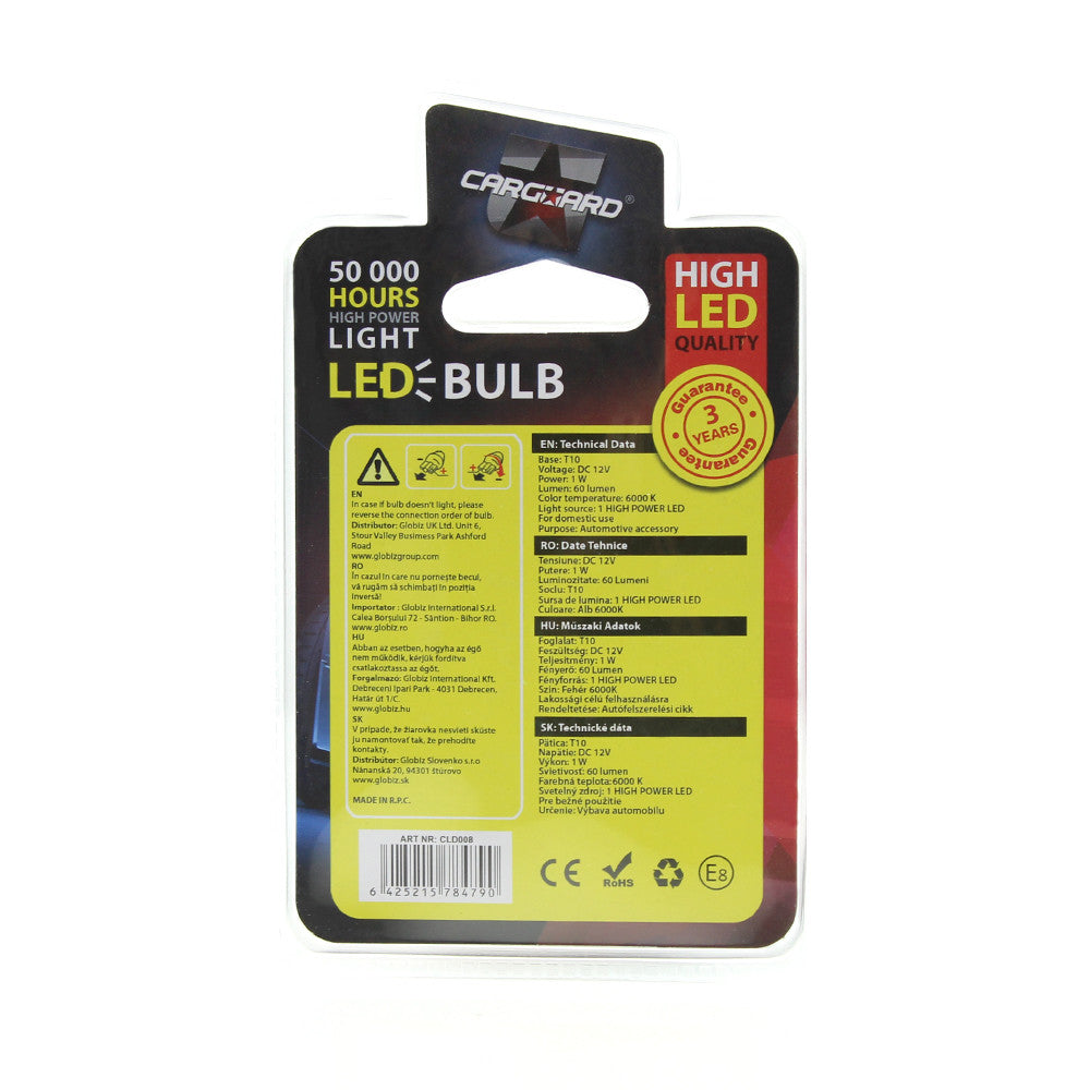 Bec MTR T10 12V 1W Set 2 buc Carguard - CLD008