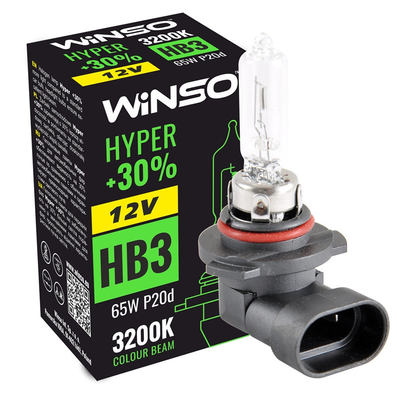 Bec Halogen Winso Hyper +30% HB3 - 12V, 65W P20d ● 3200K - 12-745-914