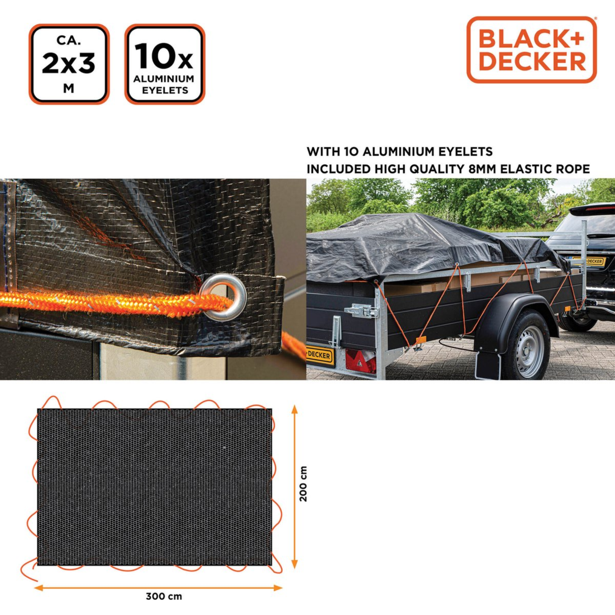 Prelata pentru remorca 2X3M Black+Decker - 53710