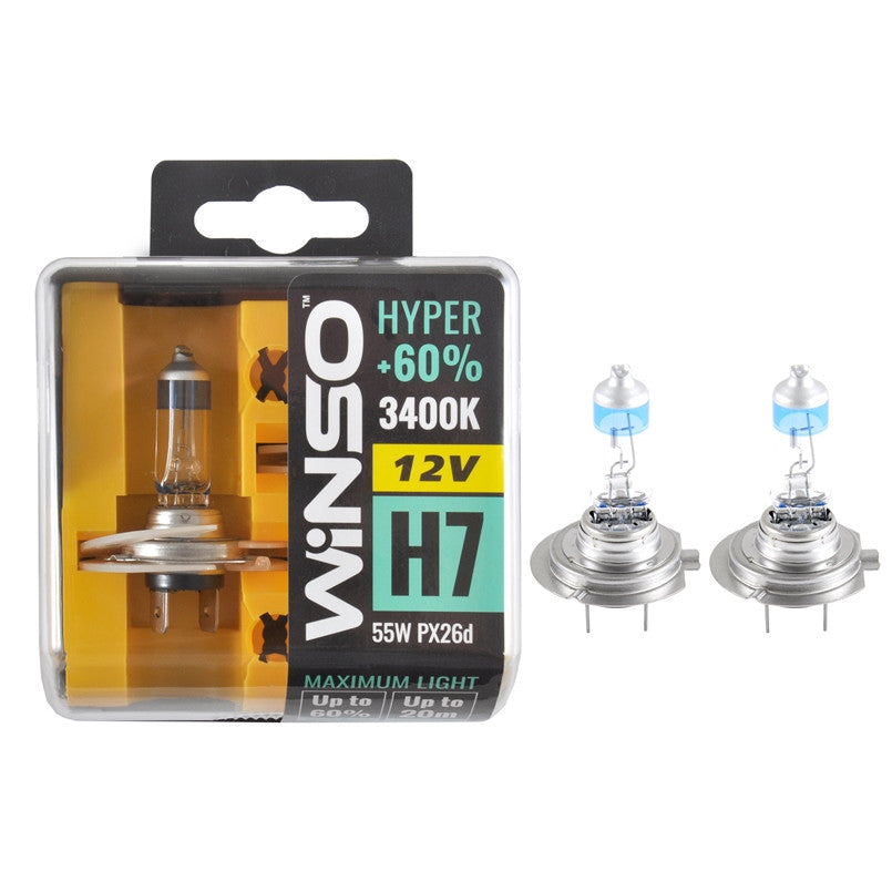 Bec Halogen Winso Hyper +60% H7 - 12V, 55W PX26d ● 3400K ●  Set 2 buc - 12-745-910