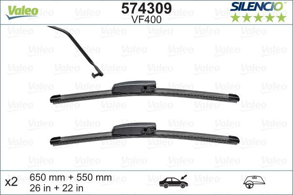 Set lamela stergator Valeo Silencio FlatBlade OE 650/550 mm - 574309