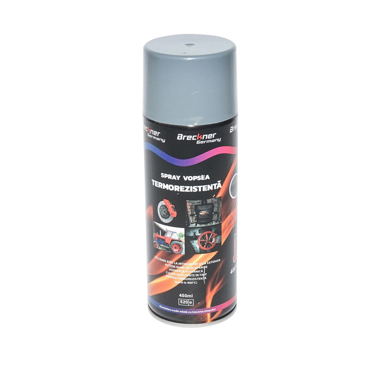 Spray vopsea acrilic termorezistent la 400 grade gri 450ml Breckner Germany - 12166071