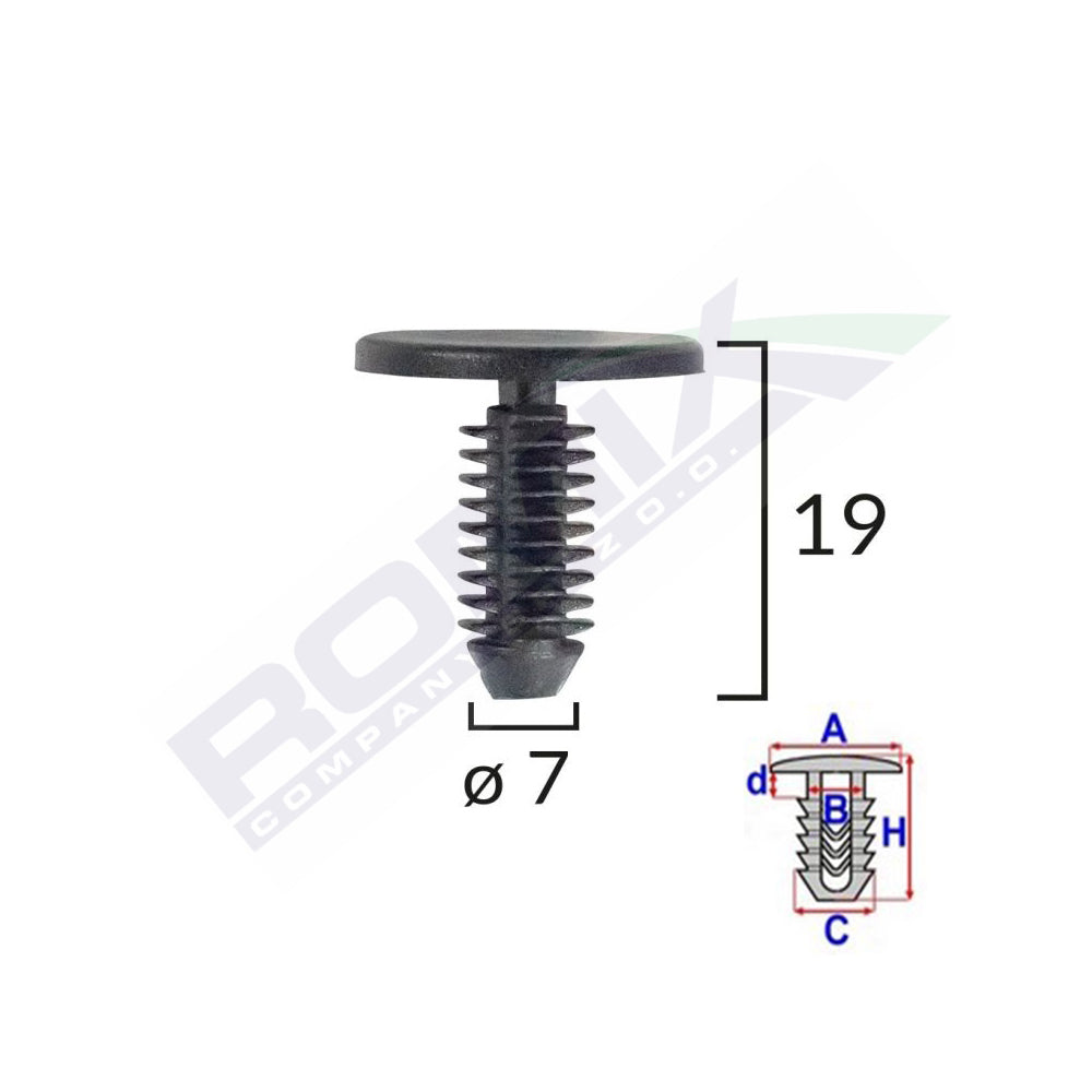 CLIPS TAPITERIE PENTRU CITROEN/PEUGEOT - NEGRU SET 10 BUC