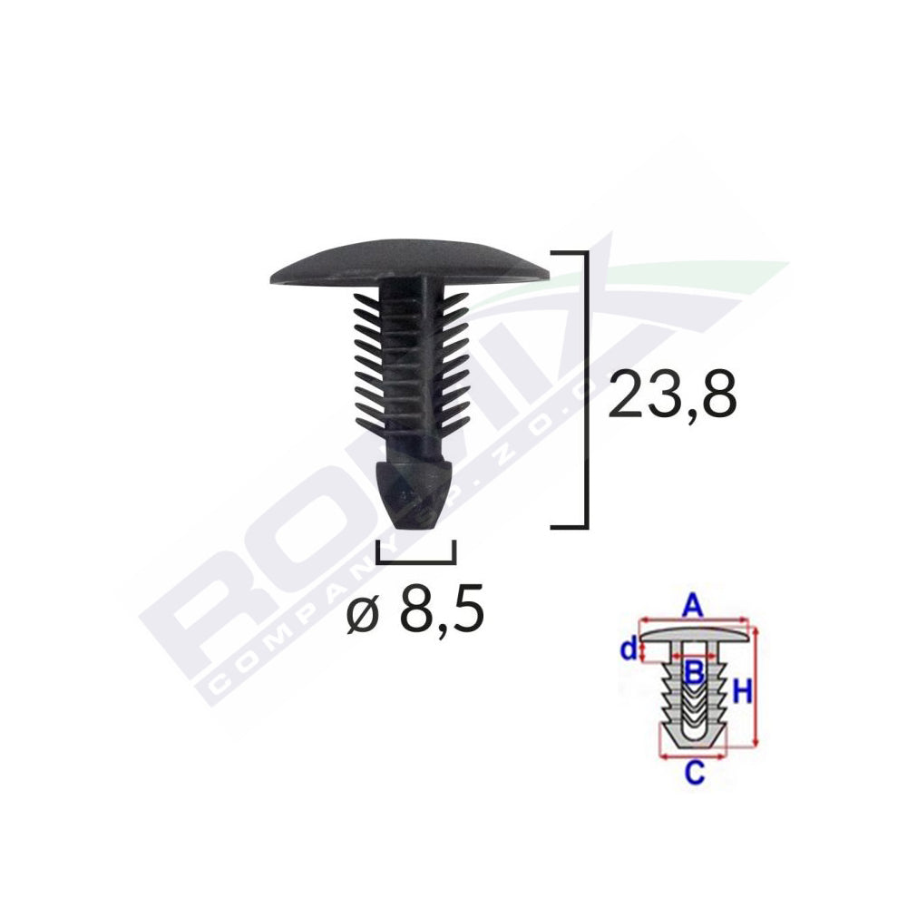 CLIPS TAPITERIE PENTRU CITROEN/FIAT/PEUGEOT - NEGRU SET 10 BUC