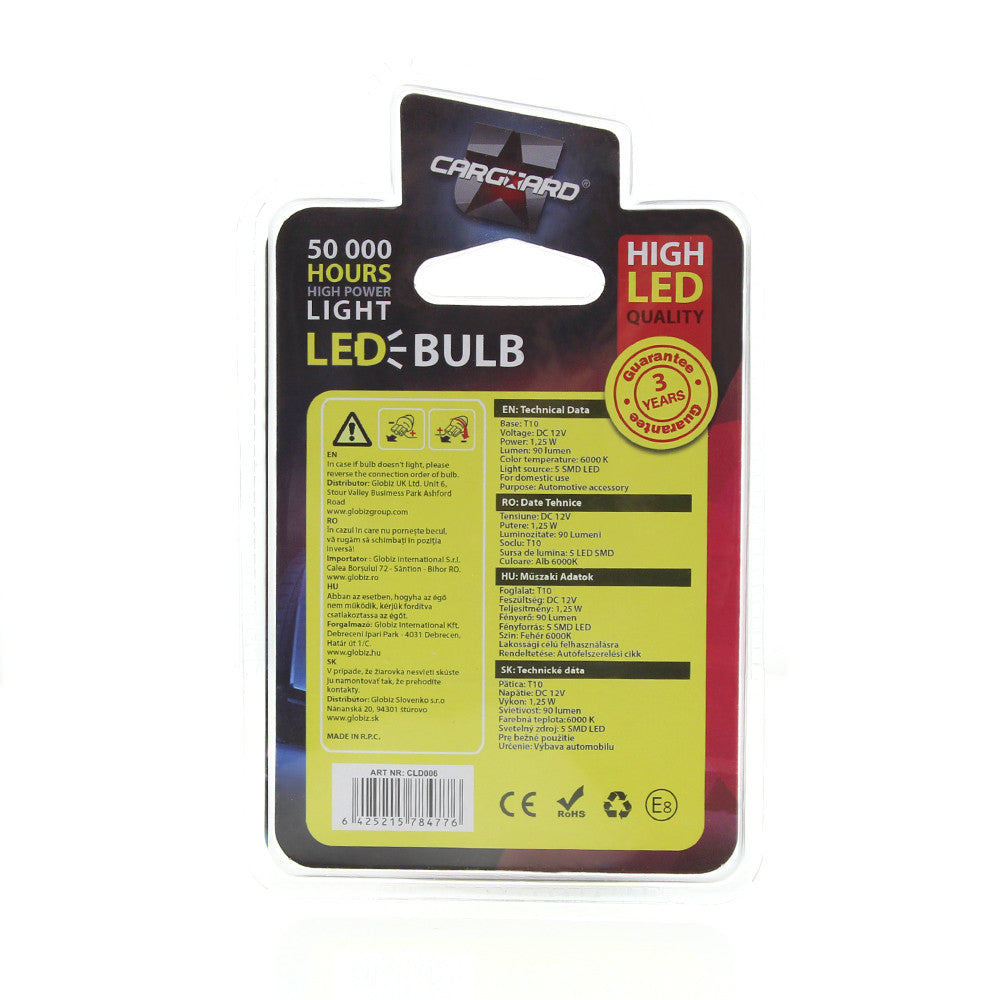 Bec MTR T10 12V 1.25W Set 2 buc Carguard - CLD006