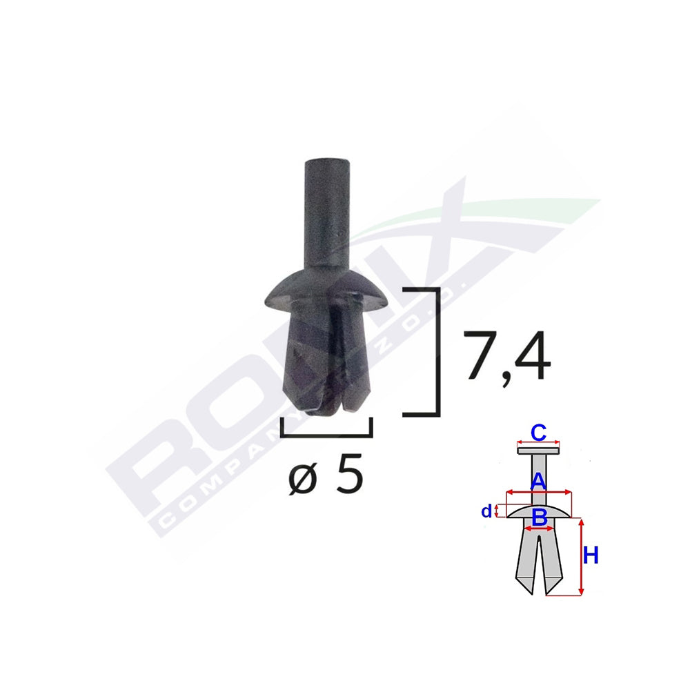 CLIPS FIXARE PENTRU AUDI/VW 5X7.4MM - NEGRU SET 25 BUC