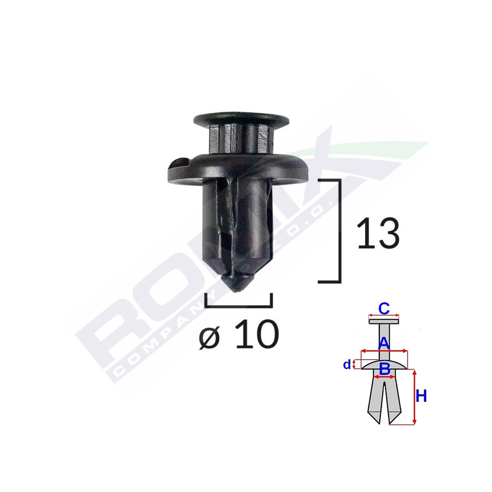 CLIPS FIXARE BARA FATA PENTRU HONDA/MITSUBISHI 10X13MM - NEGRU SET 5 BUC