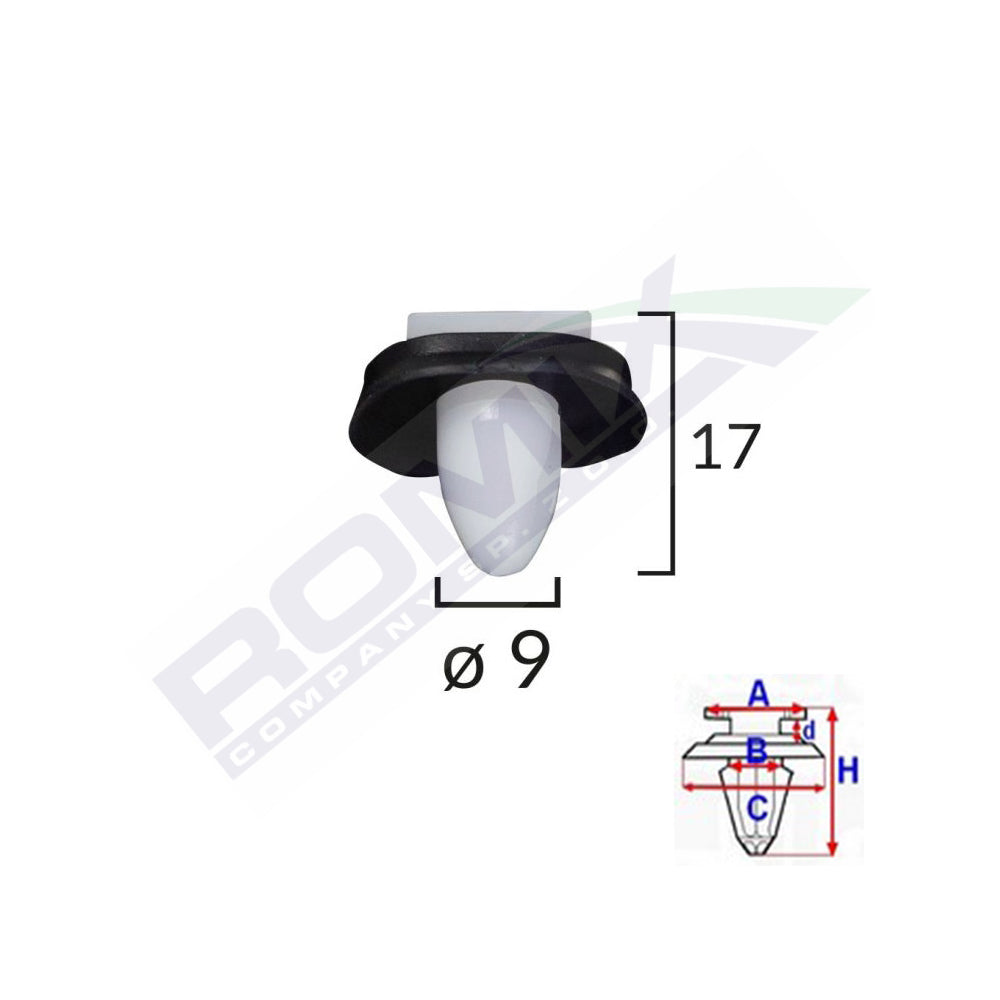 CLIPS FIXARE ELEMENTE EXTERIOARE PENTRU CITROEN/PEUGEOT/FIAT 9X17MM - ALB SET 10 BUC