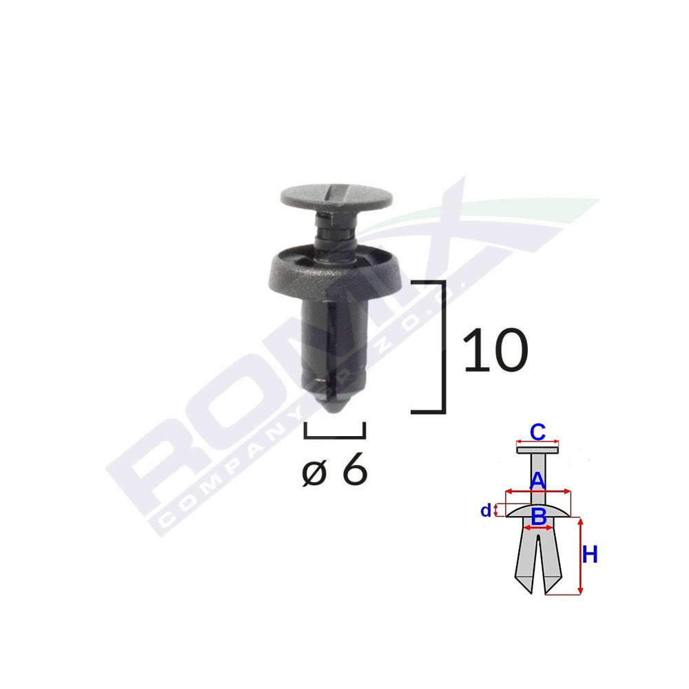 CLIPS FIXARE PENTRU DACIA RENAULT 6X10MM - NEGRU SET 10 BUC