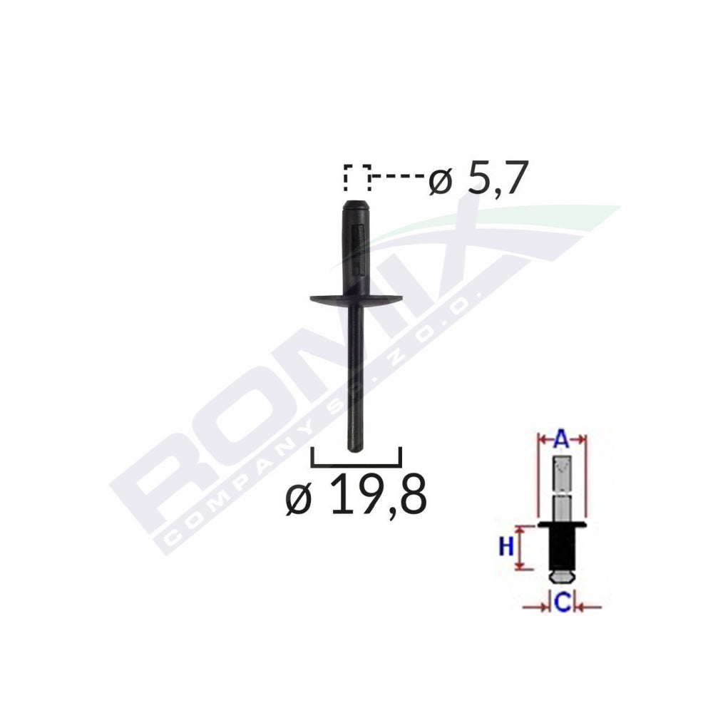 POPNIT PLASTIC UNIVERSAL 5.7X19.8MM - NEGRU SET 10 BUC