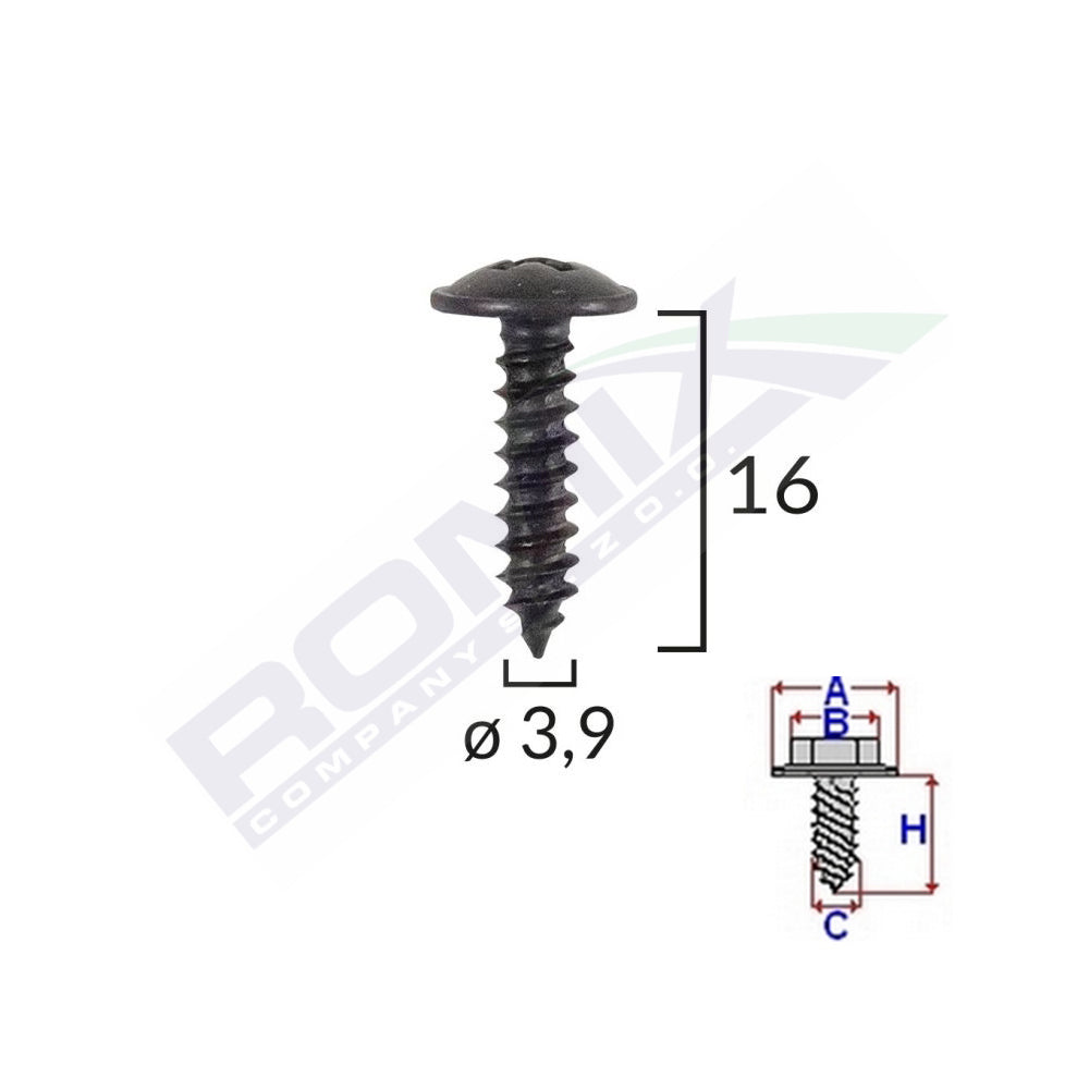 SURUB UNIVERSAL FIXARE NEGRU 3.9X16MM SET 25 BUC