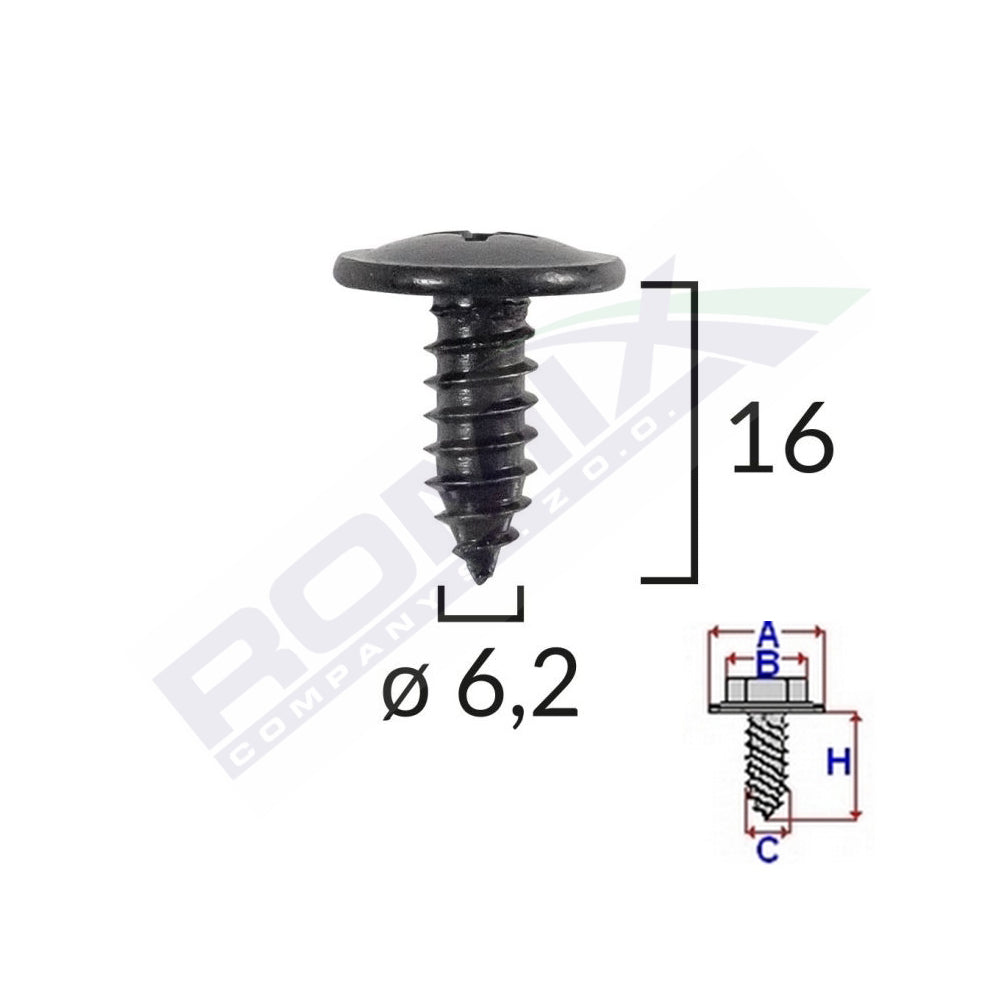 SURUB FIXARE ELEMENTE EXTERIOR PENTRU TOYOTA, KIA, HYUNDAI 6.2X16MM SET 10 BUC