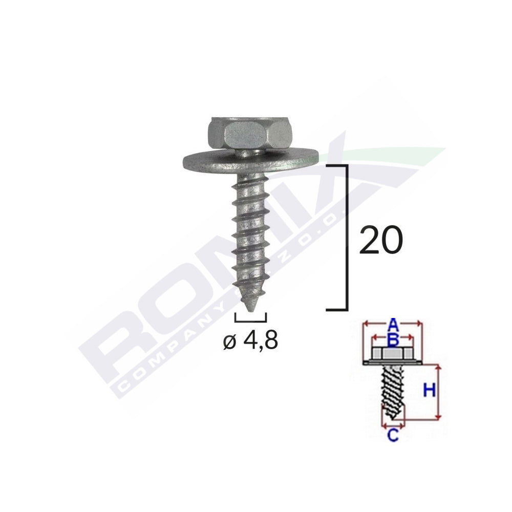 SURUB FIXARE ELEMENTE MOTOR PENTRU TOYOTA 4.8X20MM SET 10 BUC