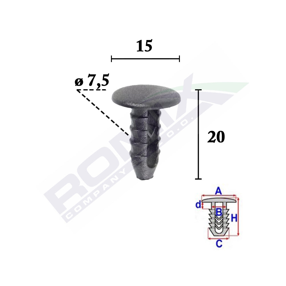 CLIPS TAPITERIE PENTRU PENTRU FIAT/LANCIA/ALFA ROMEO SET 25 BUC