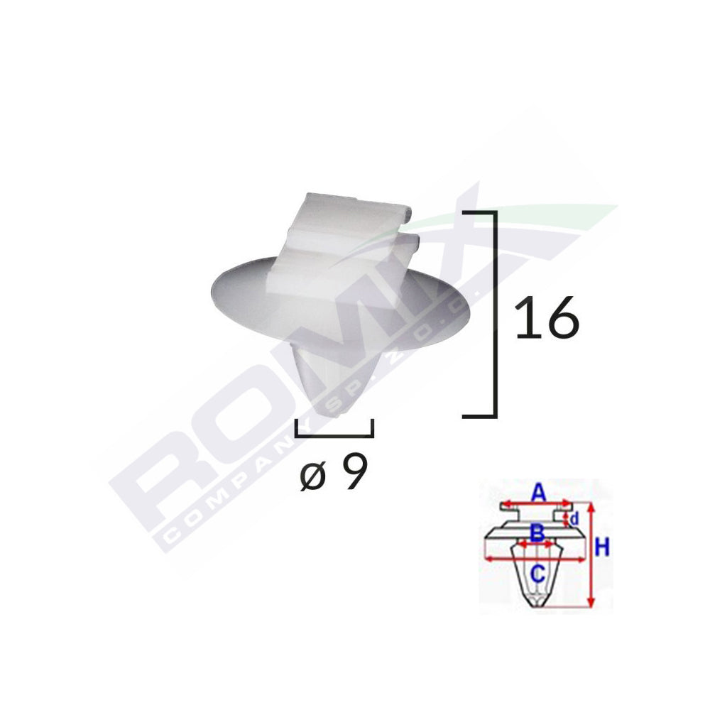 CLIPS FIXARE ELEMENTE EXTERIOARE PENTRU FIAT/LANCIA/ALFA ROMEO/PEUGEOT - ALB SET 10 BUC