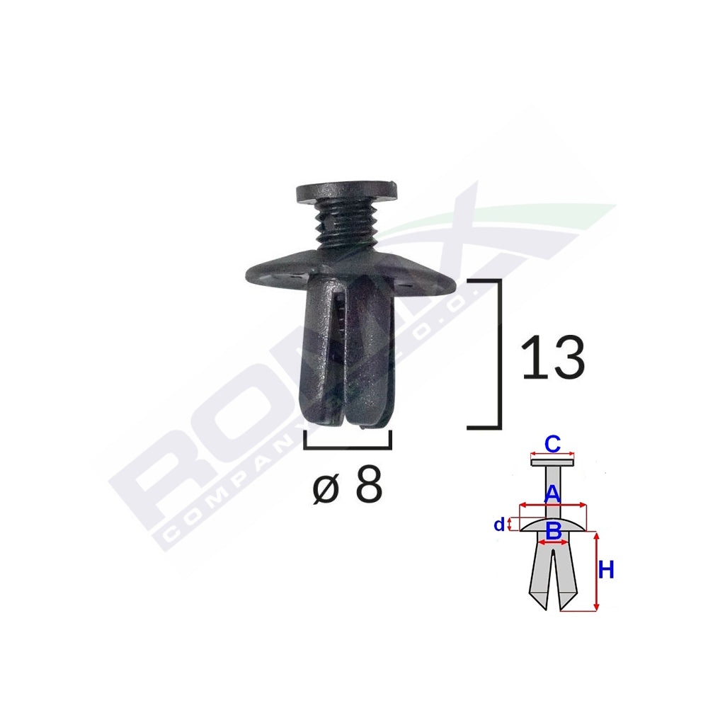 CLIPS FIXARE PENTRU HYUNDAI/KIA/MAZDA - NEGRU SET 10 BUC