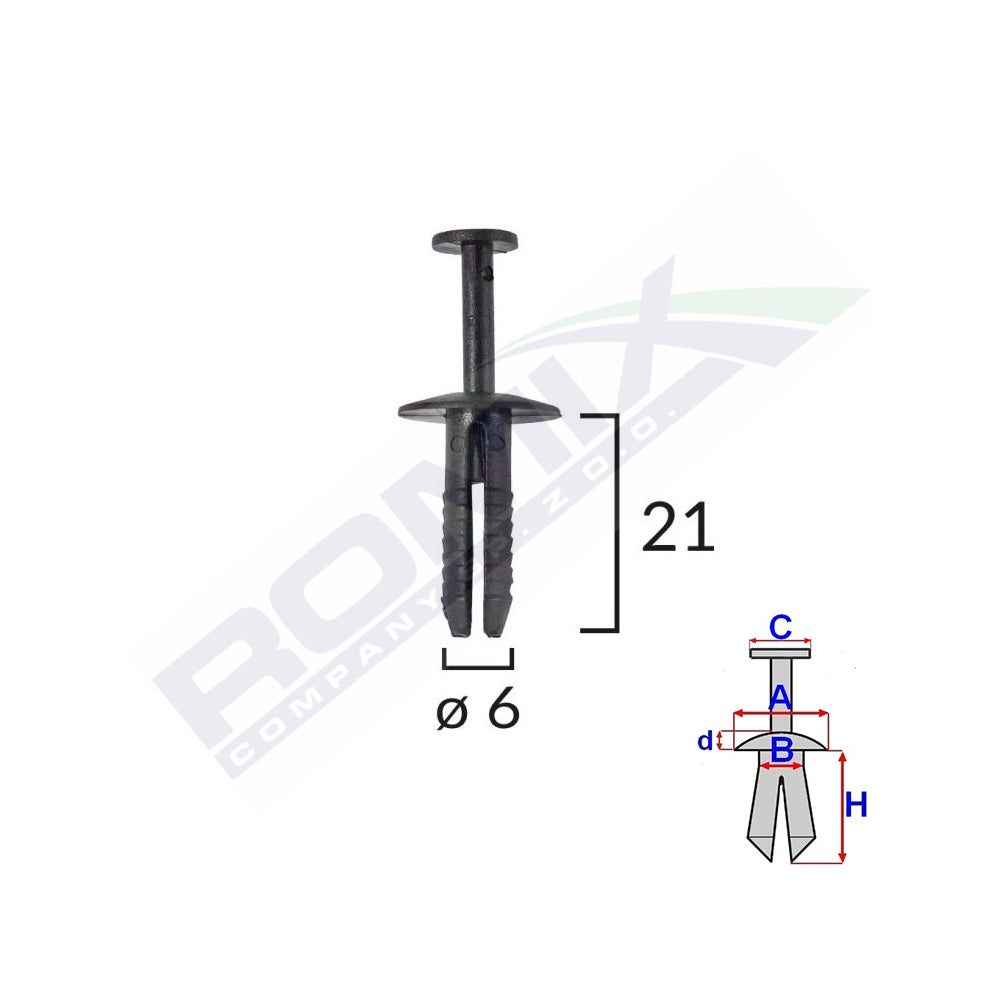 CLIPS FIXARE PENTRU BMW/OPEL 6X21MM - NEGRU SET 10 BUC