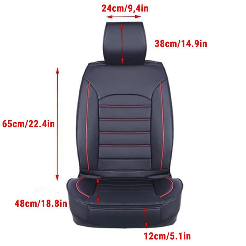 Set huse scaune auto pentru fata-spate, piele ecologica, negru cu dunga rosie MTR - WF11555NCR