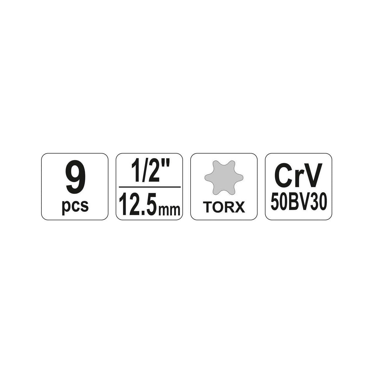Yato - Set 9 chei tubulare E10-E24 CRV - YT0521