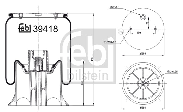 Burduf, suspensie pneumatica 39418 FEBI BILSTEIN